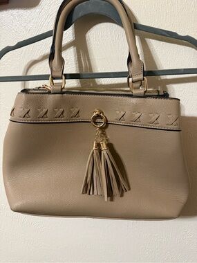 Taupe Tassel Satchel Handbag - Women